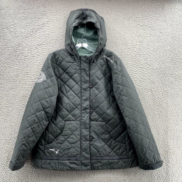 New England Patriots NFL Jacket Women XL Quilted Fleece Line Sportswear Gorpcore - Picture 1 of 15
